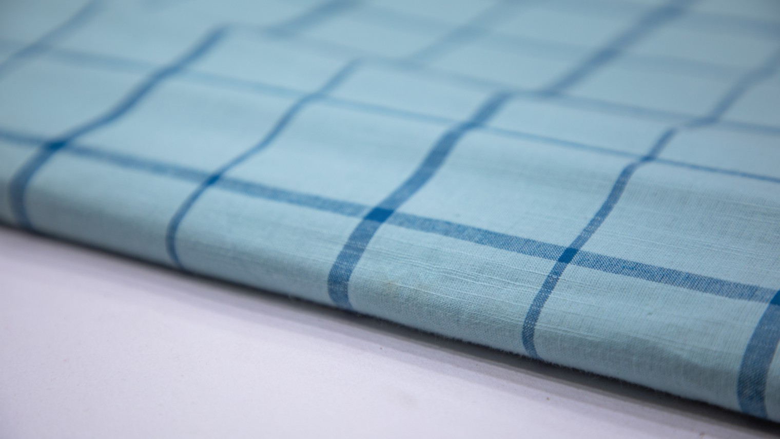 SKY BLUE COLOR SOUTH COTTON HANDLOOM BLUE CHEX WEAVE FABRIC - 4278