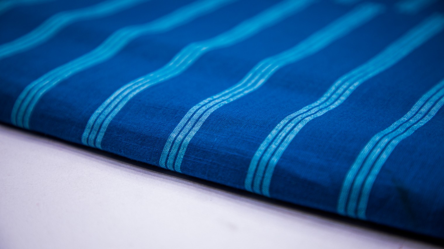 Carbon Blue Color South Cotton Handloom Blue Stripes Weave Fabric - 4287