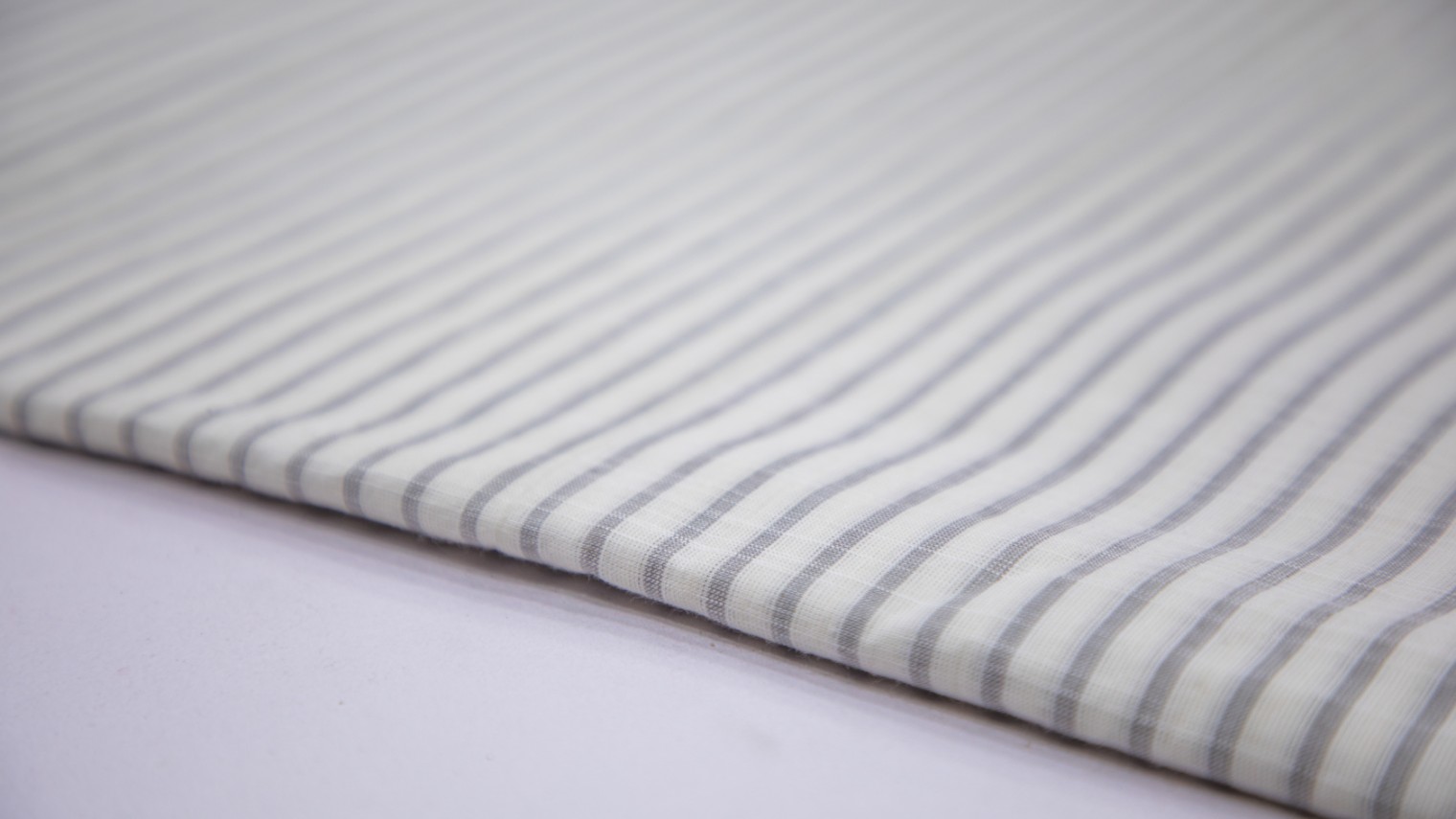 Coconut White Color South Cotton Handloom Grey Stripes Weave Fabric - 4288