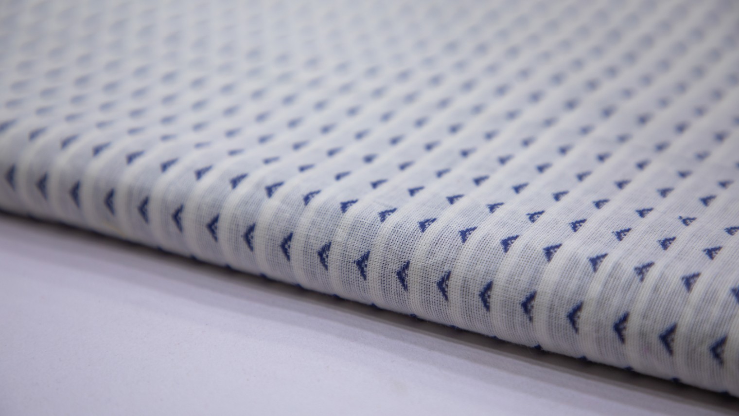 Coconut White Color South Cotton Handloom Blue Motif Fabric - 4300