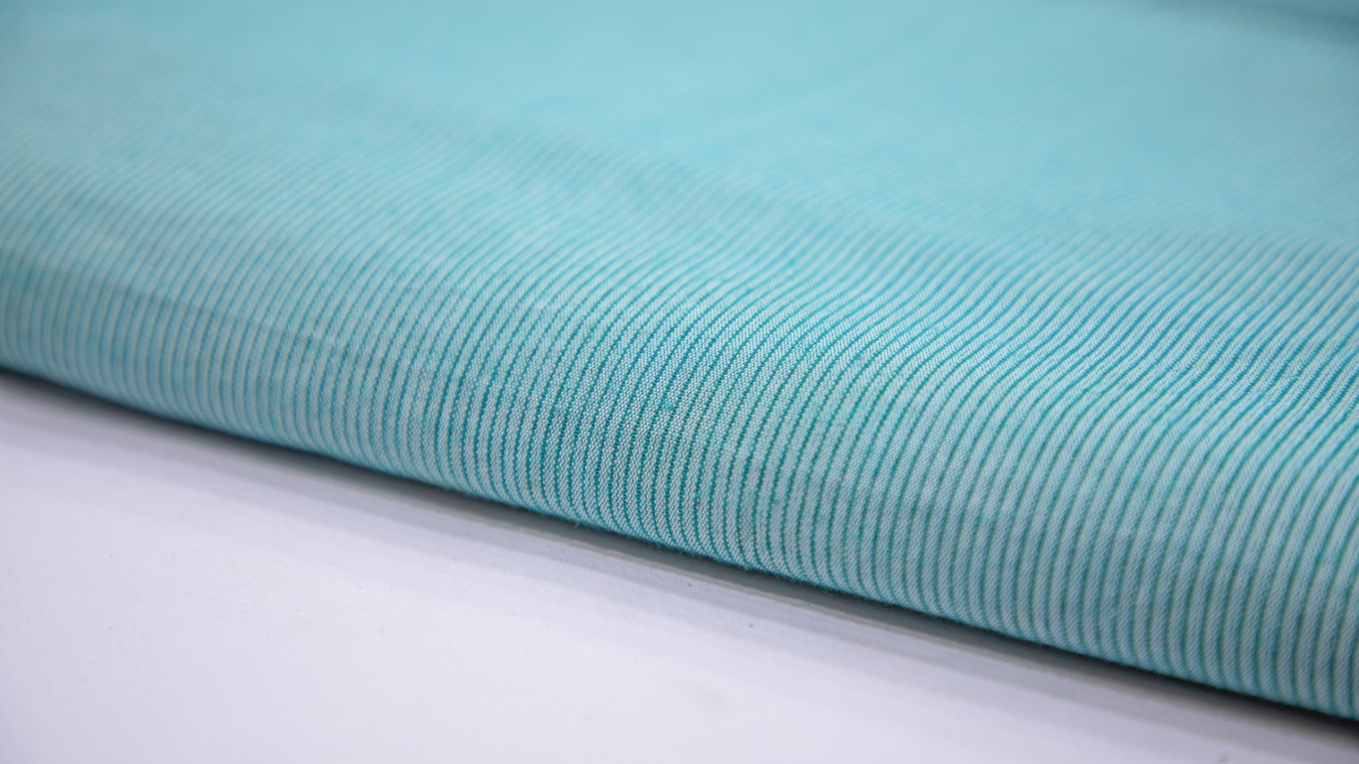 Aqua Blue Color South Cotton Handloom Blue Thin Stripes Weave Fabric - 4326