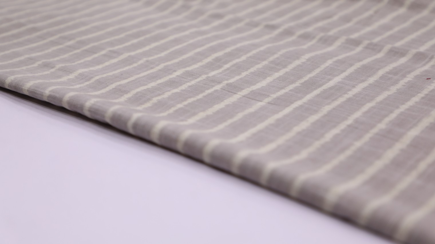 Fog Grey Color Cream Stripes Pattern Cotton Flex Screen Print Fabric - 4564