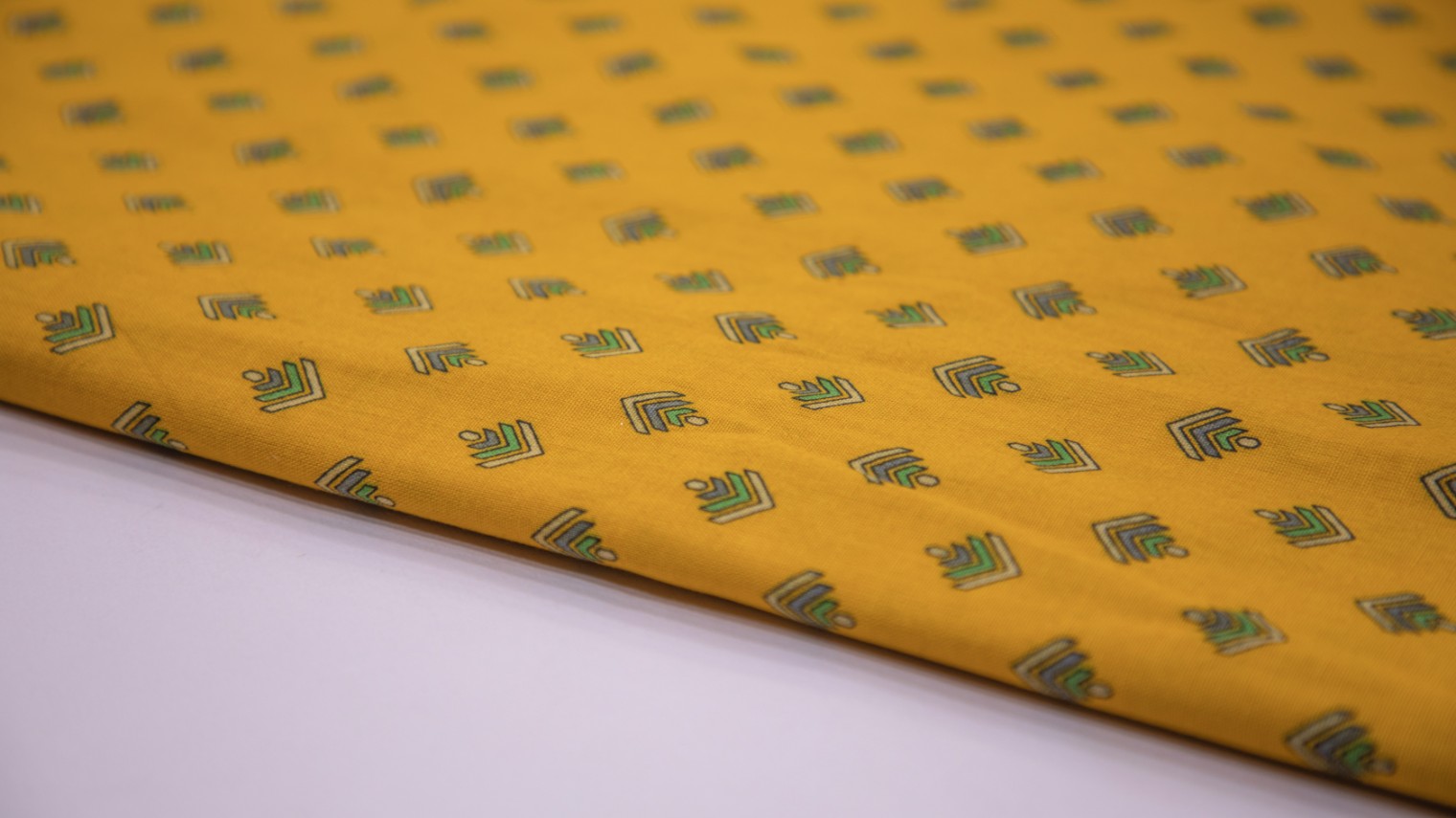 Turmeric Yellow Color Cotton Flex Arrow Motif Screen Print Fabric - 4594