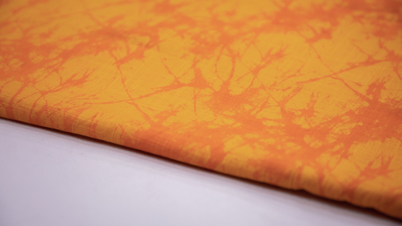 Sun Orange Color Cotton Flex Tie Dye Pattern Screen Print Fabric - 4608