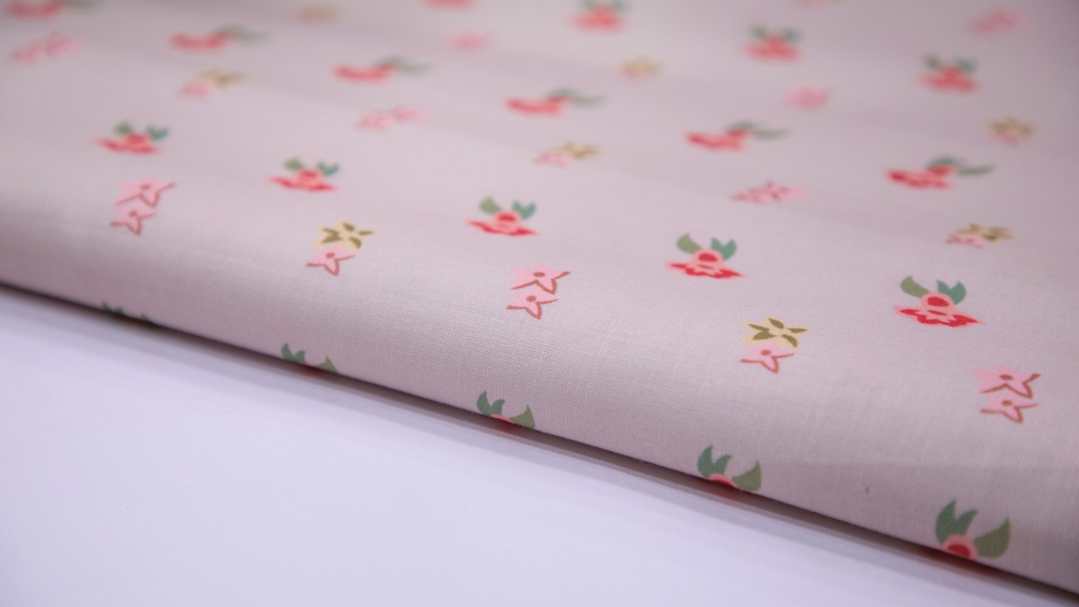 Conch Pink Color Cotton Flex Floral Motif Screen Print Fabric - 4638