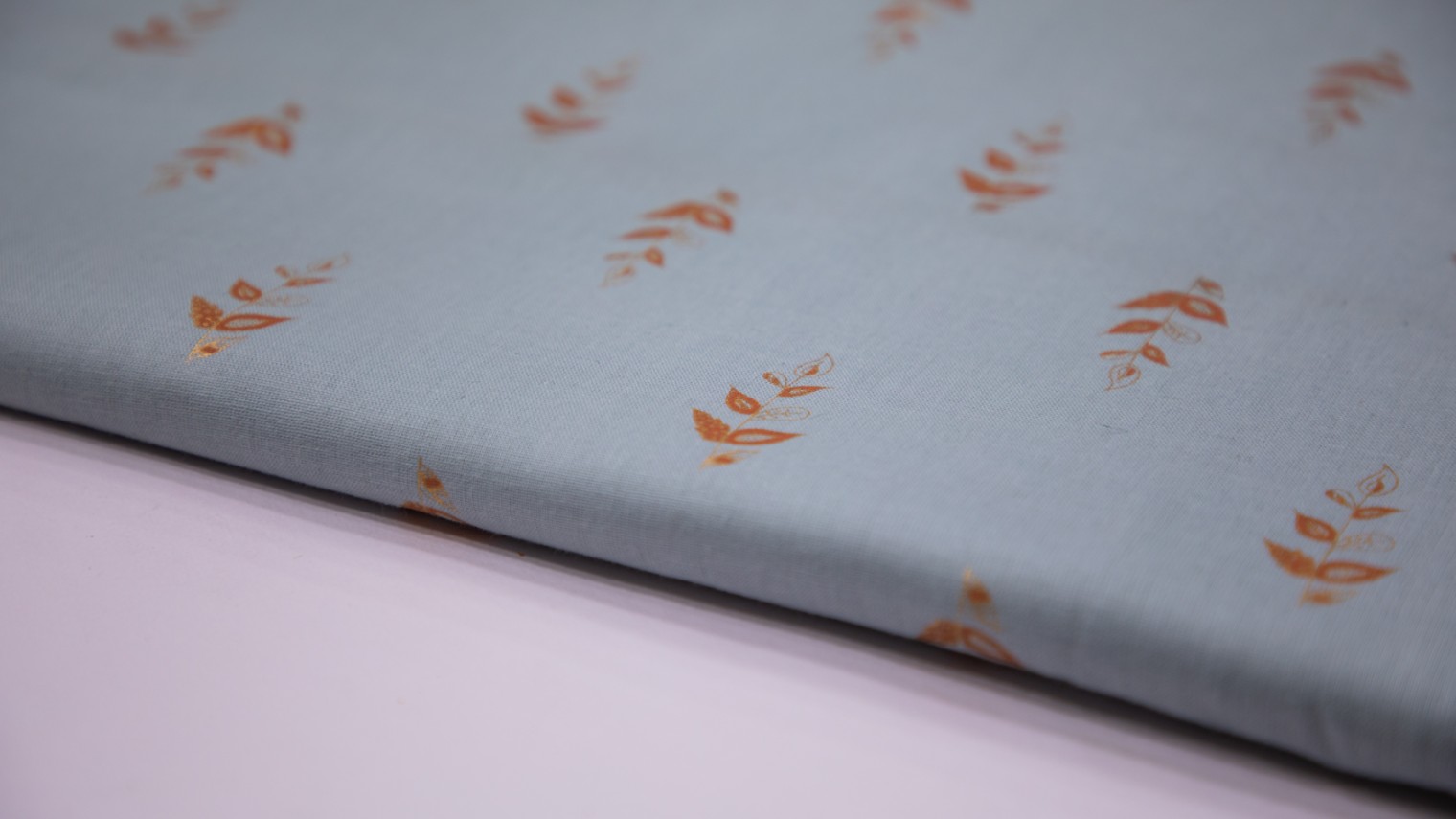 Shark Grey Color Cotton Flex rust Flower Motif Screen Print Fabric - 4652