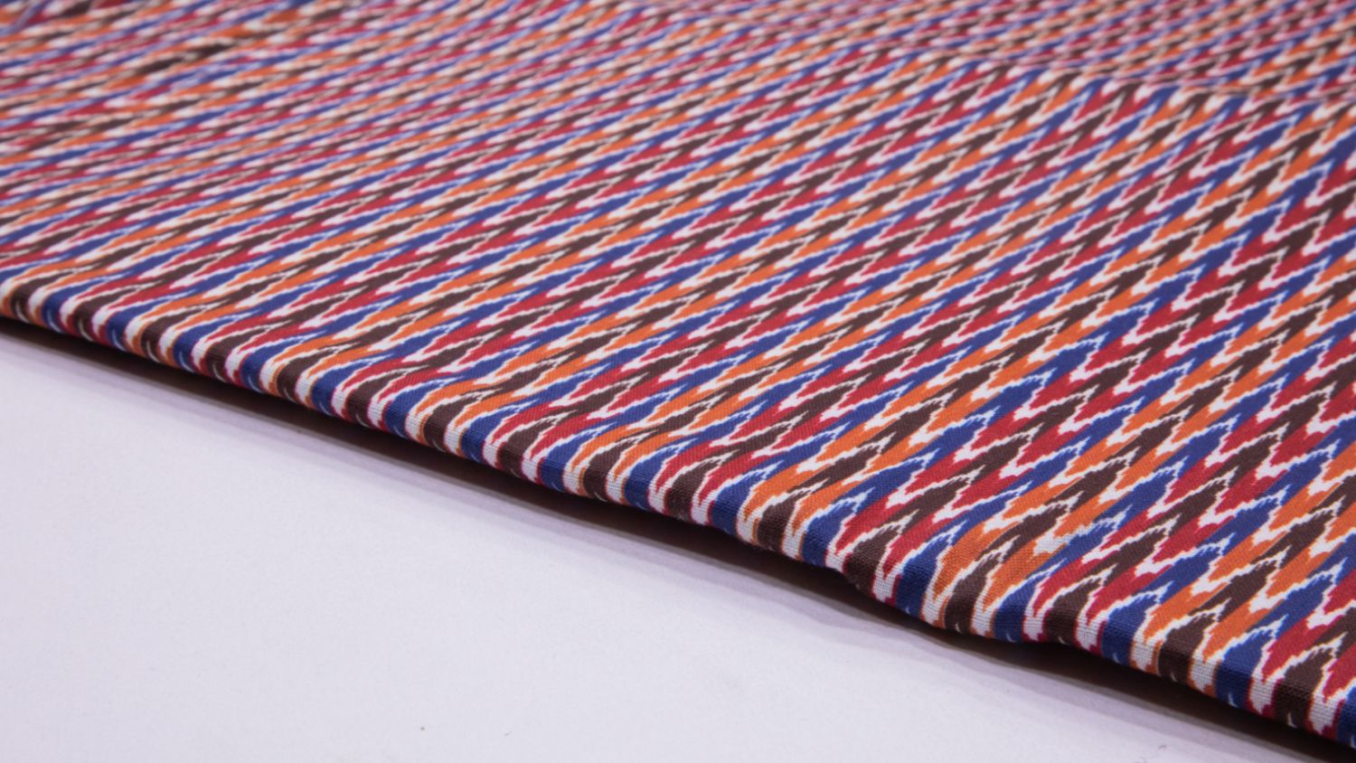 Red Color Cotton Flex Geometric Zigzag Digital Print Fabric - 4730