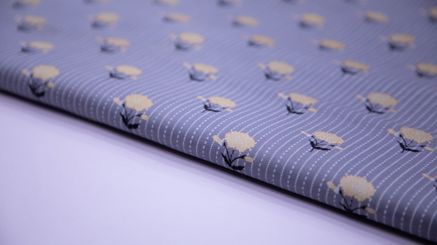 Shark Grey Color Cotton Flex Foil Motif Screen Print Fabric - 4741