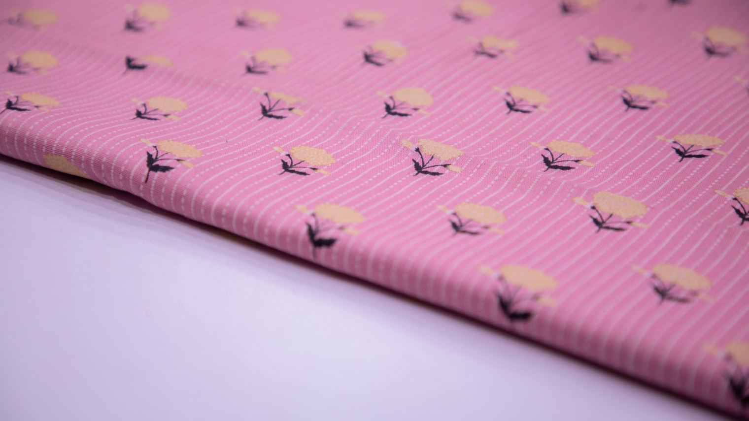 Melanie Pink Color Cotton Flex Floral Foil Motif Screen Print Fabric - 4761