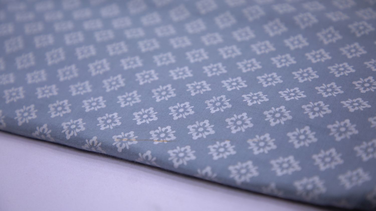 Dolphin Grey Color Cotton Flex White Geometric Motif Screen Print Fabric - 4836
