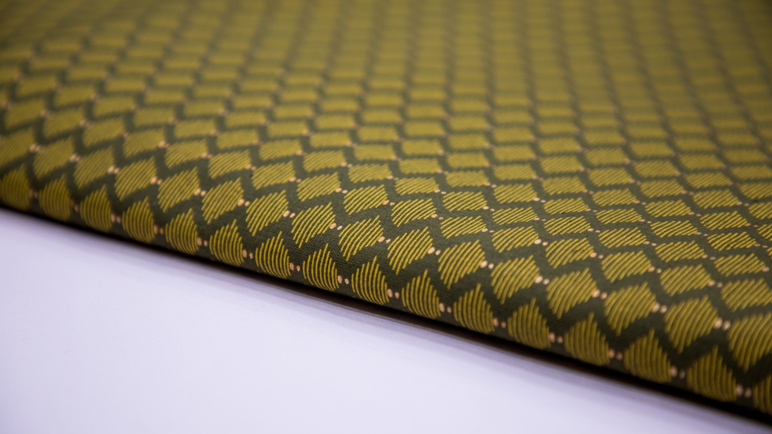 Olive Green Color Cotton Flex Bright Green Chain Pattern Screen Print fabric - 9346