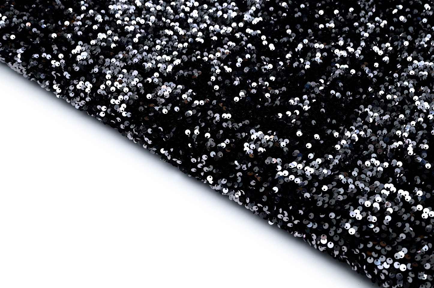 BLACK COLOR VELVET ALLOVER CRUSH SILVER SEQUINS PATTERN EMBROIDERY WORK FABRIC 9191