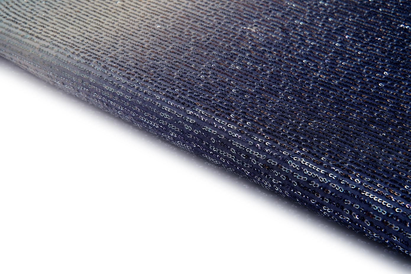 DEEP NAVY BLUE & CREAM COLOR OMRAY MERGING WITH SEQUINS LINE PATTERN EMBROIDERY WORK FABRIC 9199
