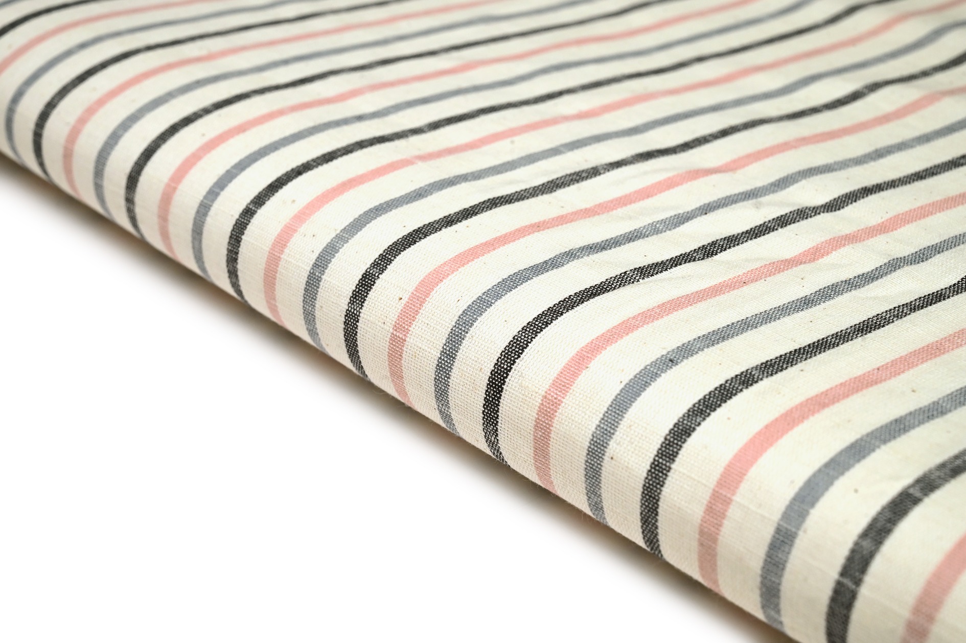 CREAM COLOR THIN DUSTY COLOR COTTON HANDLOOM WEAVE STRIPES PATTERN FABRIC - 9675