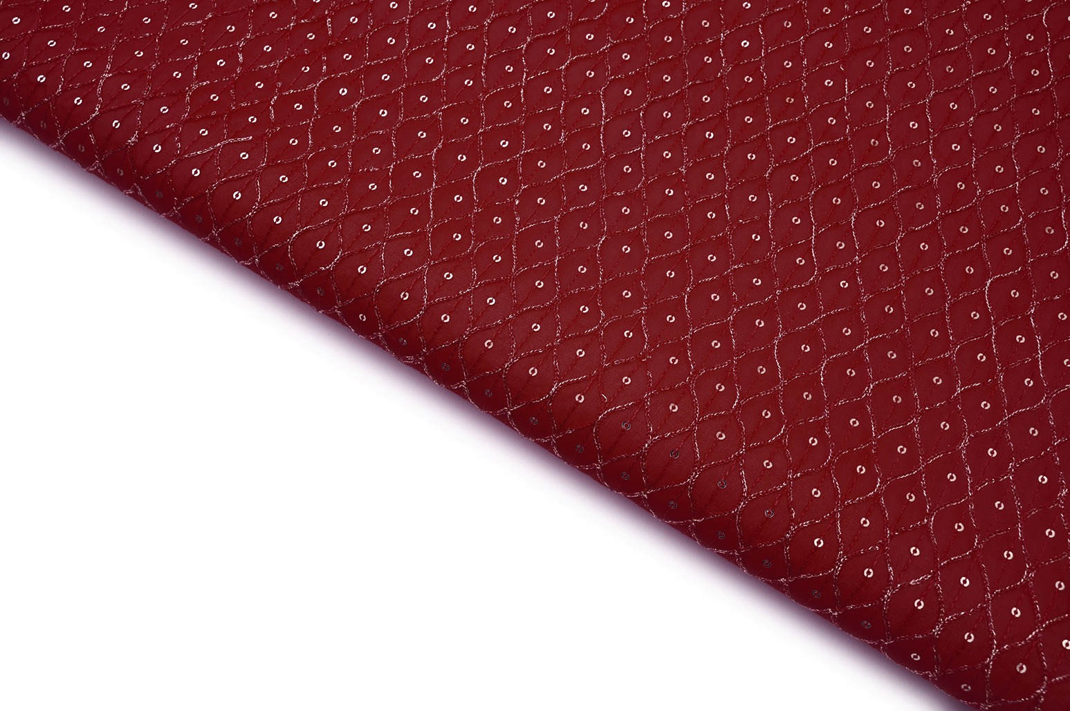 LIPSTIC RED COLOR METALIC DORI WEAVE CHAIN & SEQUANCE PATTERN EMBROIDERED WORK FABRIC 10533