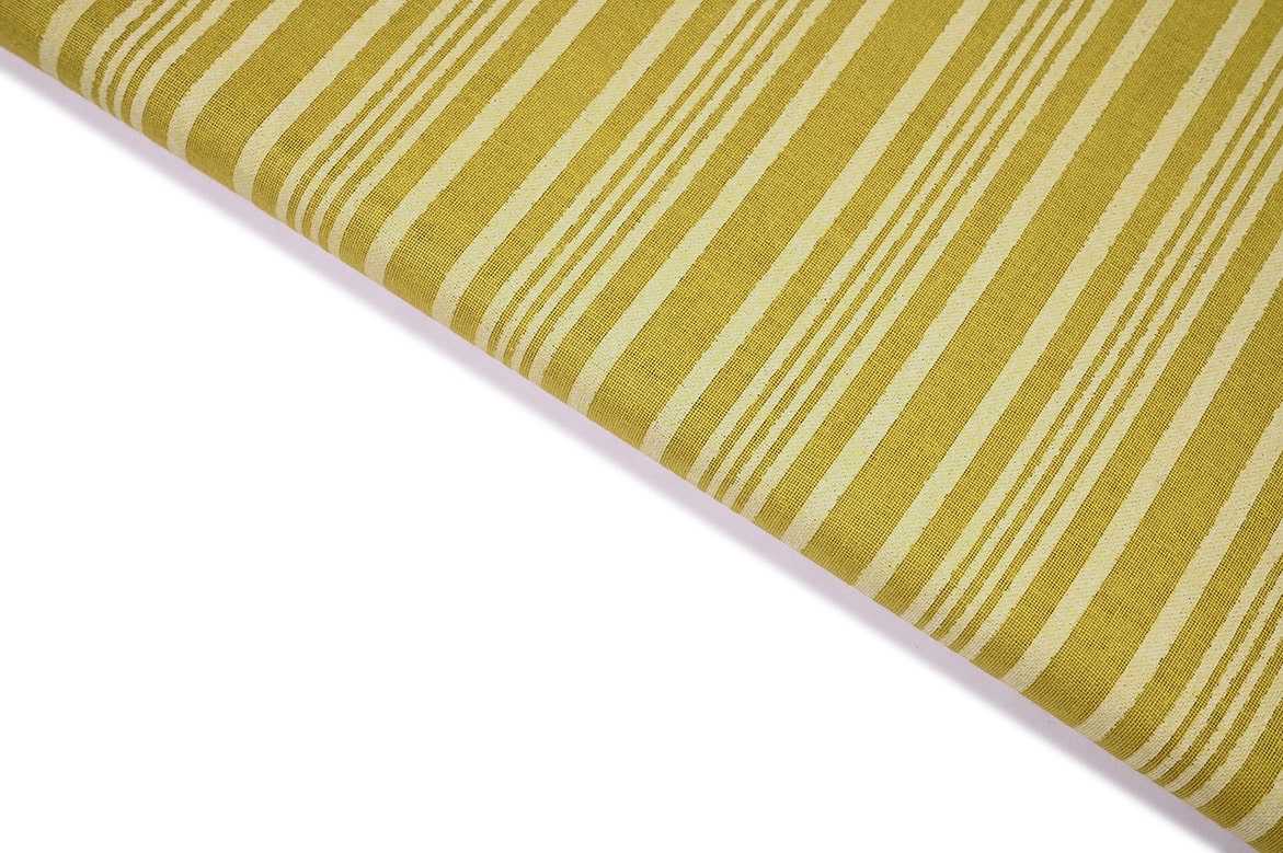 BARBERRY YELLOW COLOR COTTON FLAX STRIPES PATTERN PRINTED FABRIC 11521