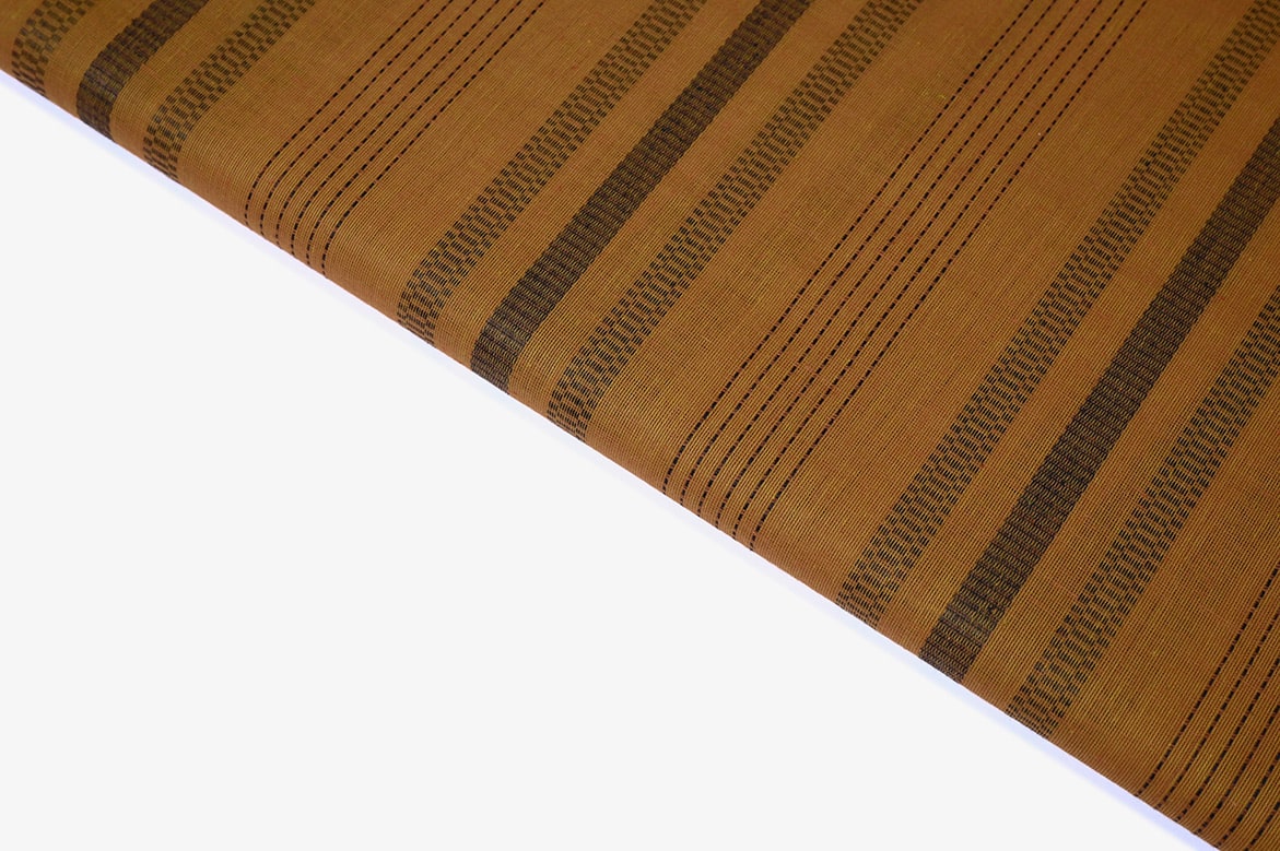 BRIGHT TURMARIC YELLOW  COLOR TWOTONE WEAVE WITH BLACK ABSTRACT STRIPES PATTERN SOUTH COTTON HANDLOOM FABRIC 11517
