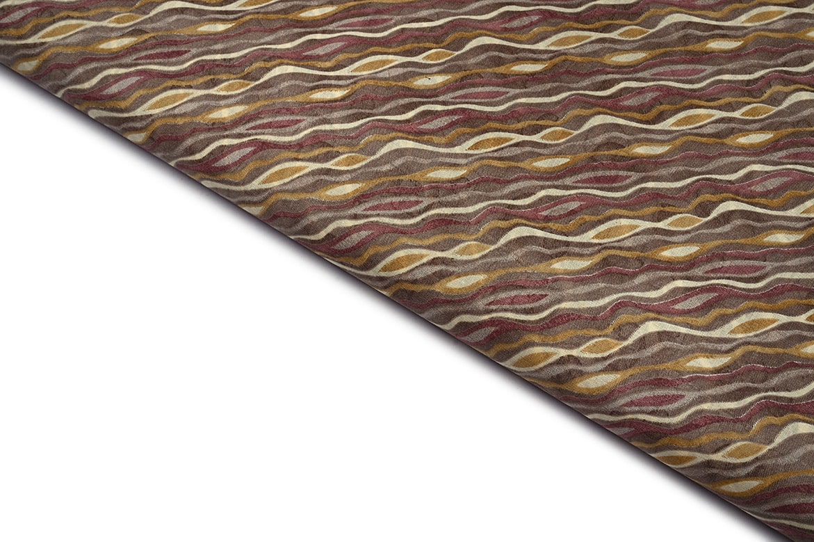 CAPPUCINO BROWN COLOR COTTON SCREEN ABSTRACT MULTIPLE SHADES LEHERIYA PATTERN PRINTED FABRIC 11598