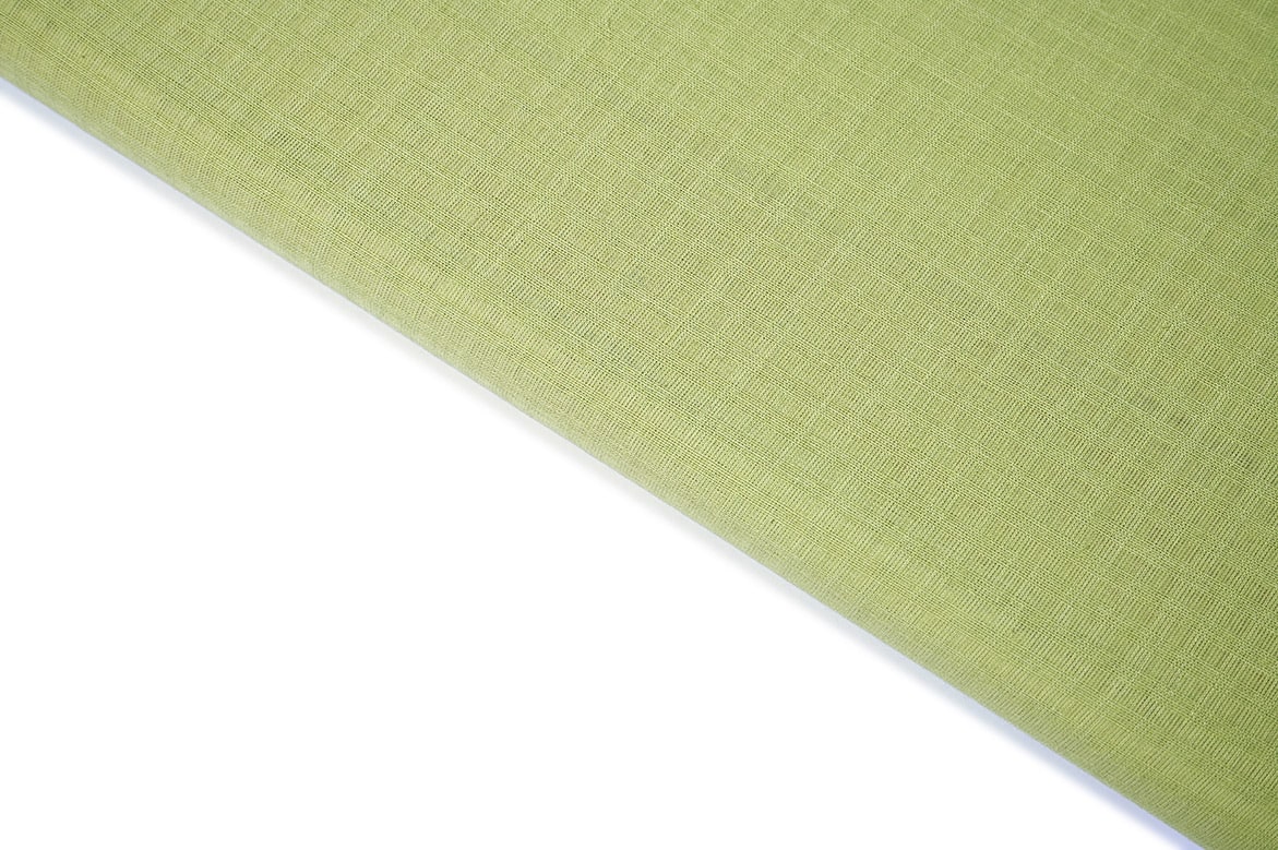 PEPPY LIME GREEN COLOR SOUTH COTTON HANDLOOM  MONOCHROME SELF CHEX WEAVE FABRIC 11505