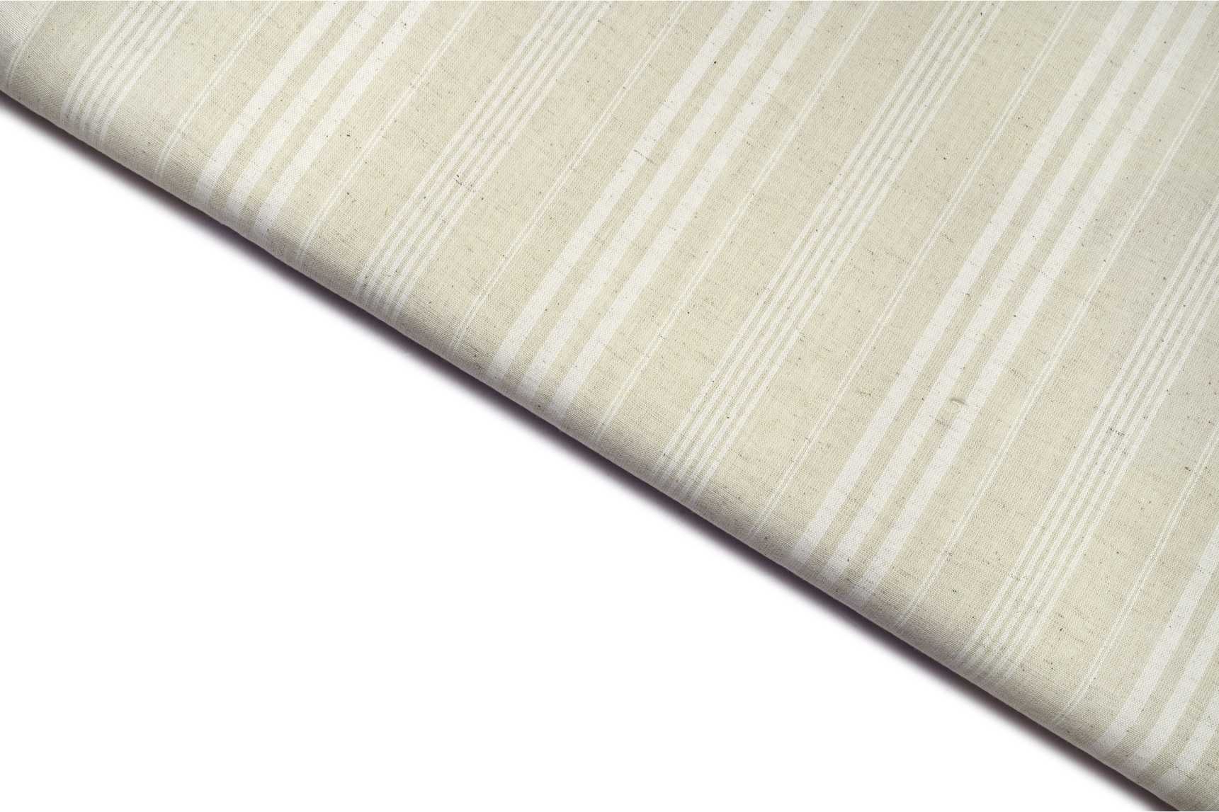 ZOOT CREAM COLOR TUSSER WEAVE LINES PATTERN SOUTH COTTON HANDLOOM FABRIC 11675