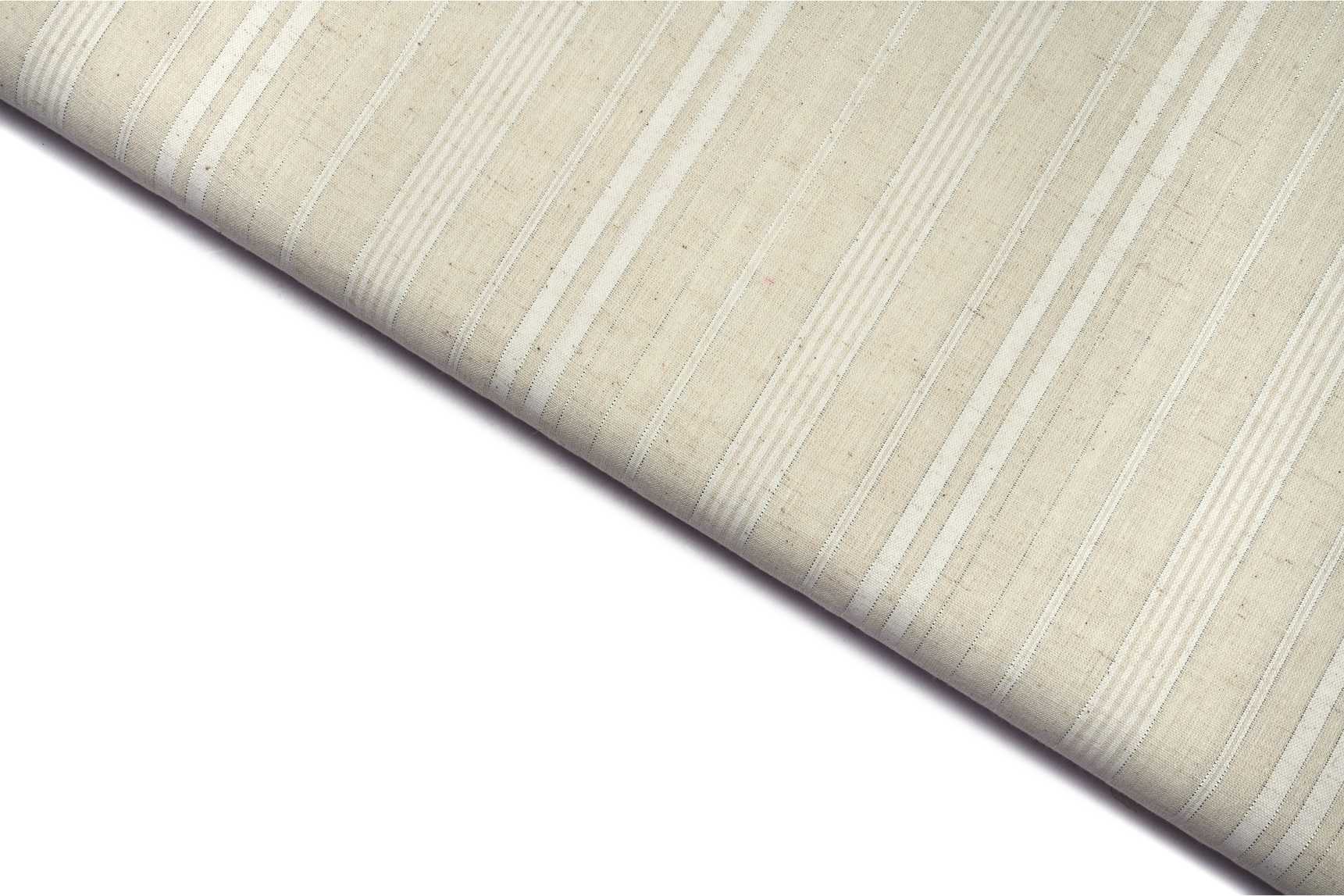 ZOOT CREAM COLOR TUSSER WEAVE & METALIC SILVER LINES PATTERN SOUTH COTTON HANDLOOM FABRIC 11673