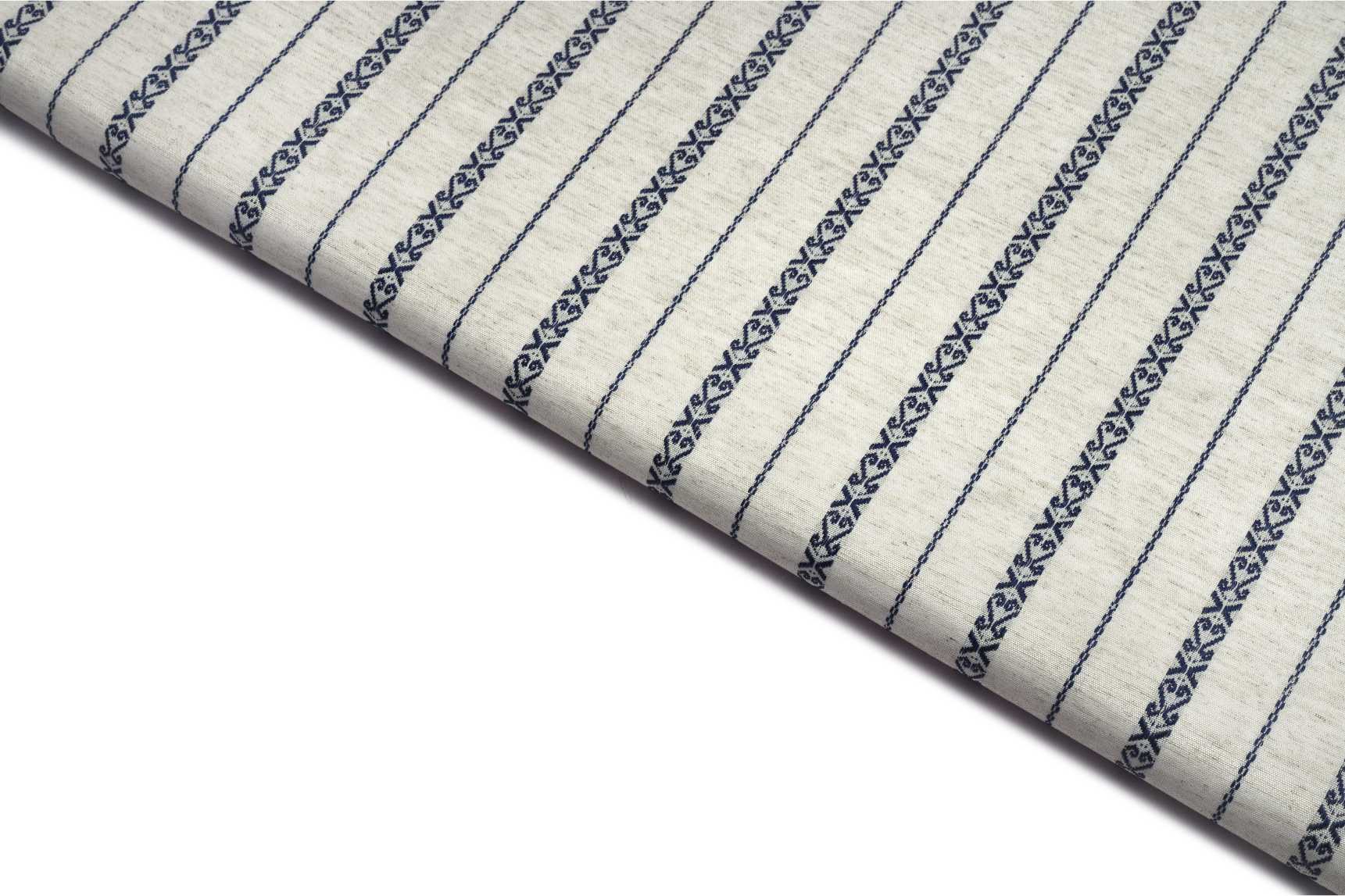 ZOOT CREAM COLOR  BLUE GEOMETRIC WEAVE LINES PATTERN  SOUTH COTTON HANDLOOM FABRIC 11660